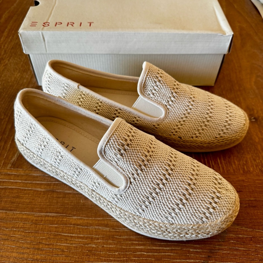 NIB cream Esprit Nadine slip on espadrille flats 9.5M - Picture 2 of 14